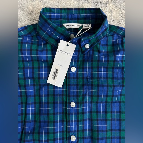 Janie and Jack Plaid Button Up - Picture 2 of 3